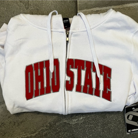 Ohio State Buckeyes Women's Arched Name Full-Zip Hoodie - White - Picture 2 of 5